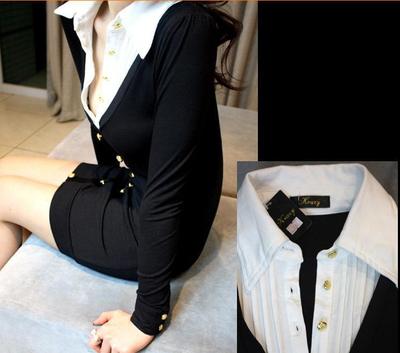 【2015秋冬女裝OL氣質性感夜店連衣裙 緊身顯瘦包臀長袖低胸裙】價格_廠家_圖片 -